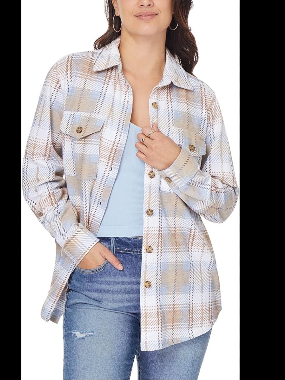C&C California Beige Flannel Button Detail Size XL